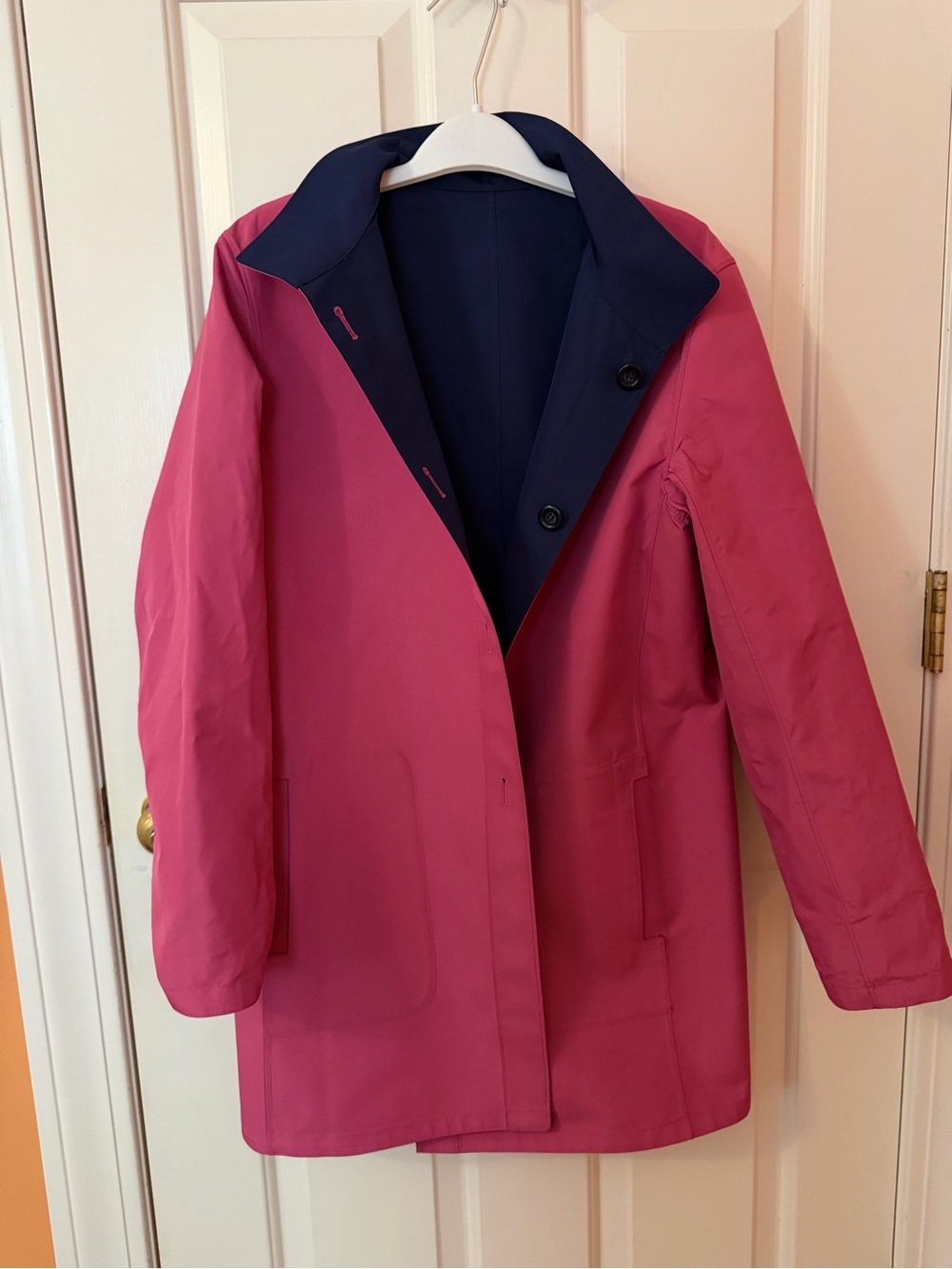 Vintage Sanyo New York Reversible Rain Coat Pink & Navy